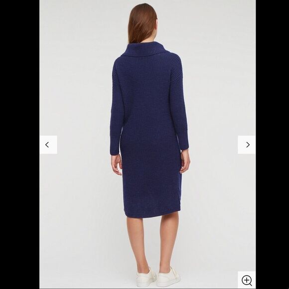 JIGSAW 100% Wool Navy Waffle Knit Sweater Dress M - Picture 5 of 11